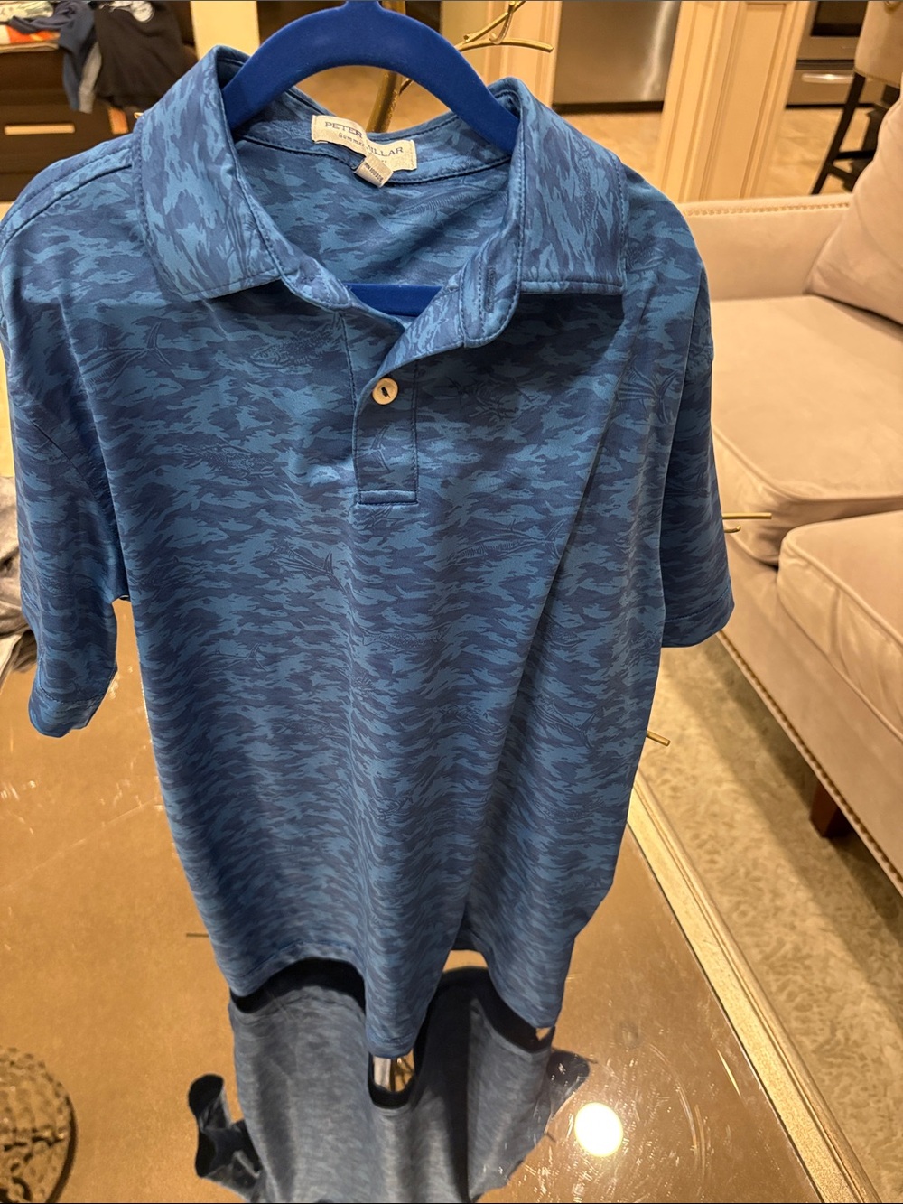 Peter Millar Navy Textured Polo